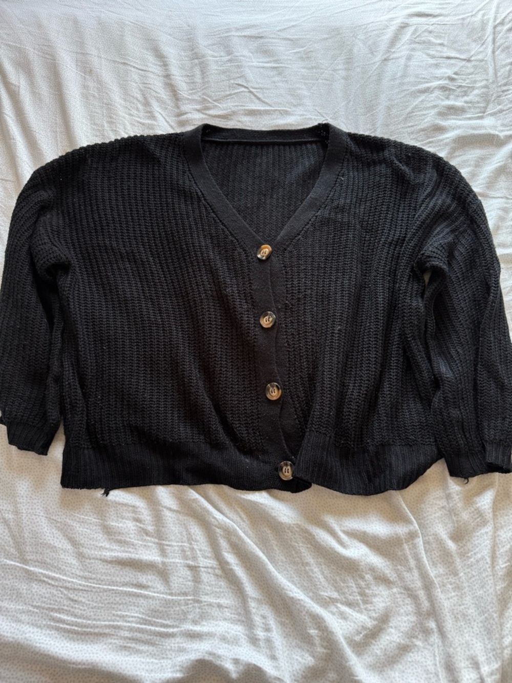 Black V-Neck Button-up Cardigan